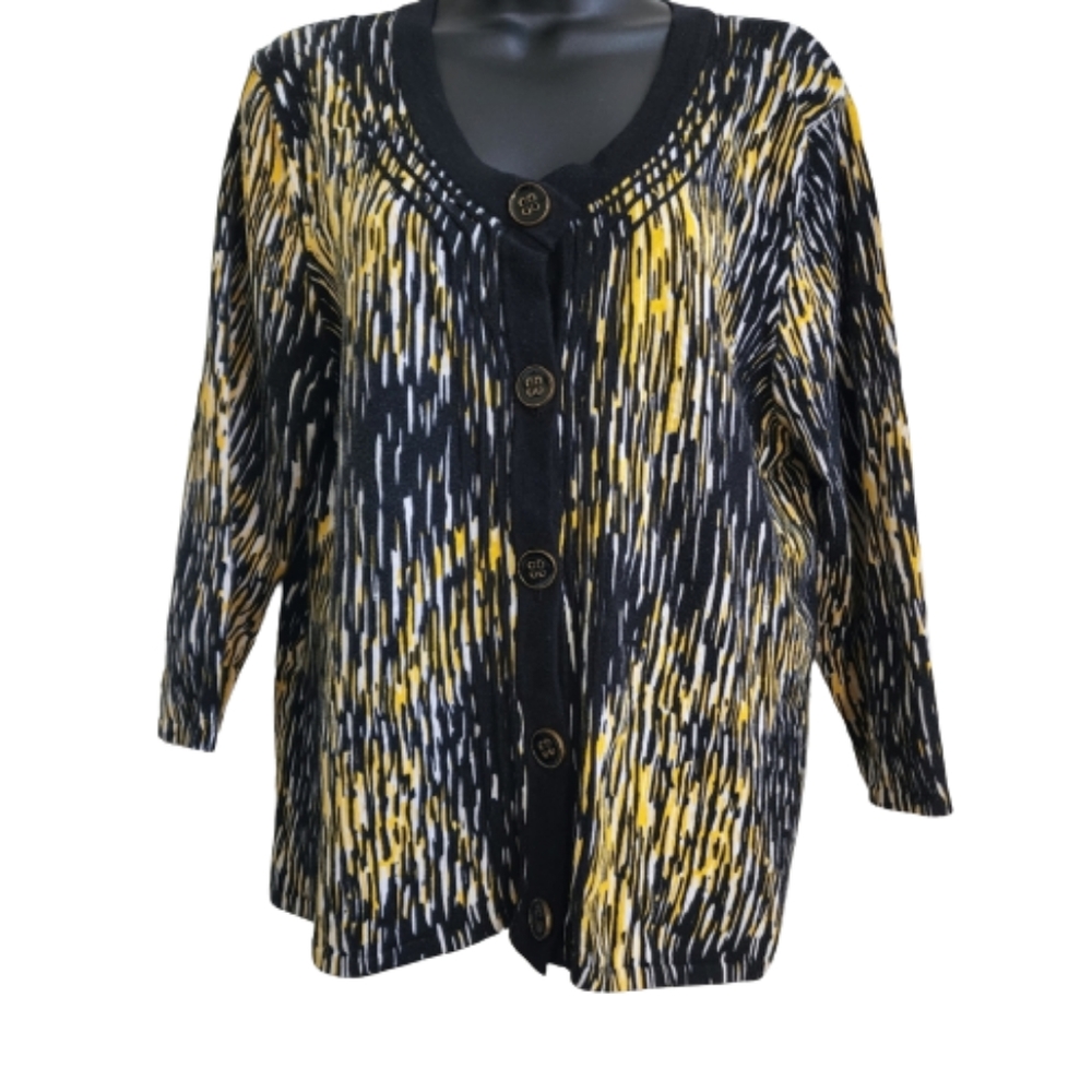 Cable & Guage Button Front Lightweight  Loose Knit Sweater top size XL